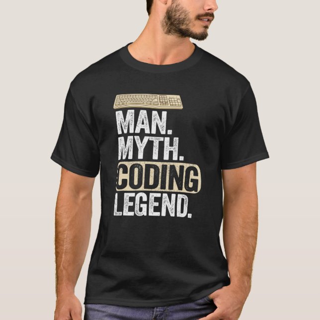 Camiseta Man Myding Coding Legend Coder Geek Pai Computador (Frente)