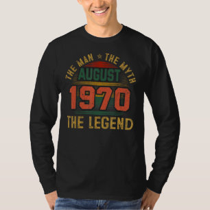 Camiseta Man Myth Legend agosto 1970 52º Aniversário 52 Ano