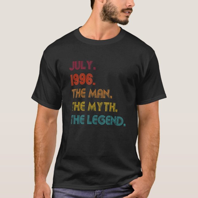 Camiseta Man Myth Legend Julho 1996 26º Aniversário para 26 (Frente)