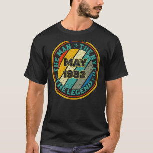 Camiseta Man Myth Legend Maio De 1982 aniversário de 40 ano