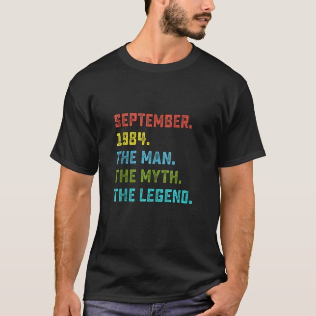 Camiseta Man Myth Legend setembro de 1984 aniversário de 40 (Frente)