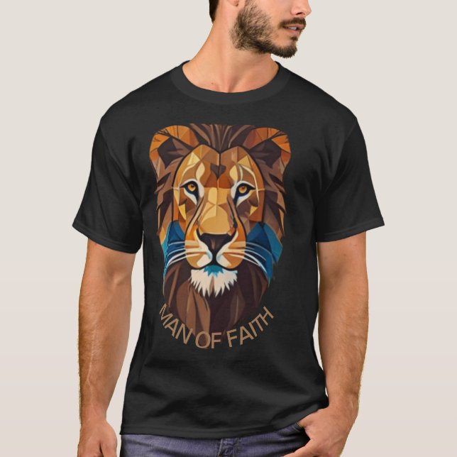 Camiseta "Man of Faith Lion T-Shirt – Bold Christian Graphi (Frente)
