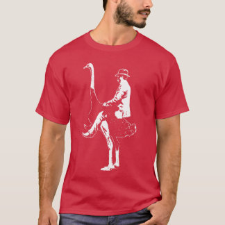 Camiseta Man Riding Ostrich Funny Random Ironic Music Festi