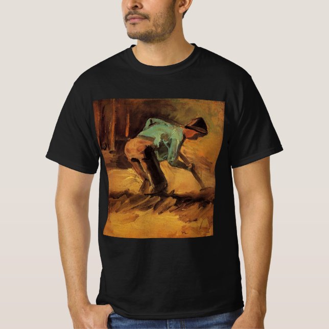 Camiseta Man Stooping with Stick, Spade by Vincent van Gogh (Frente)