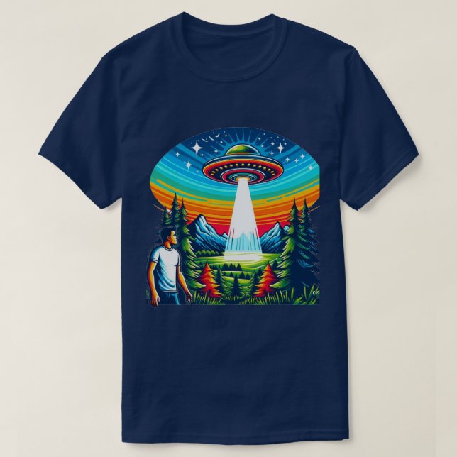 Camiseta Man UFO Blue T-Shirt (Frente do Design)