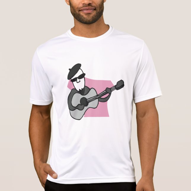 Camiseta Man Wearing Beret Playing Acoustic Guitar (Frente)