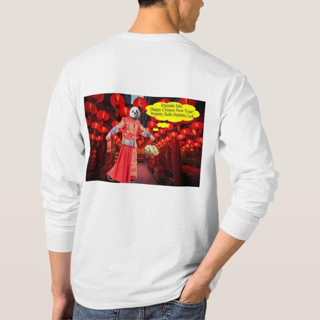Camiseta Mana, manga o tee. Feliz Ano Novo Chinês. pa (Verso)
