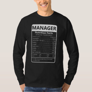 Camiseta Manager Nutrition Facts Sarcastic Graphic
