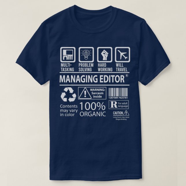 Camiseta Managing Editor Multitasking Job Gift Item (Frente do Design)