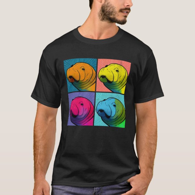 Camiseta Manatee Pop Illustration Colorful Animal Women (Frente)