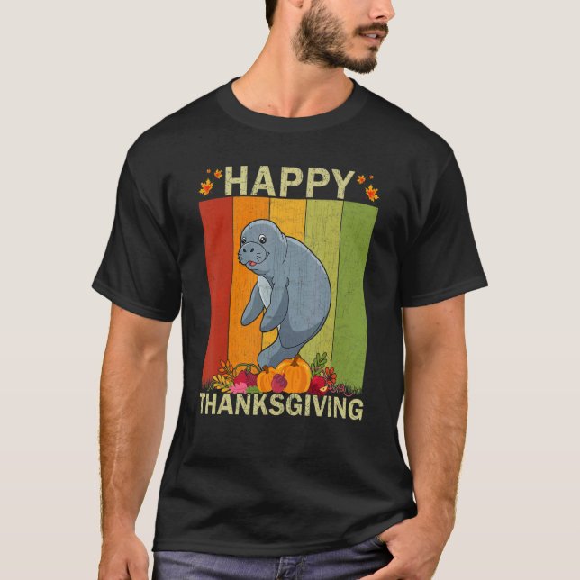 Camiseta Manatee  Retro Graphic Family Matching Thanksgivin (Frente)