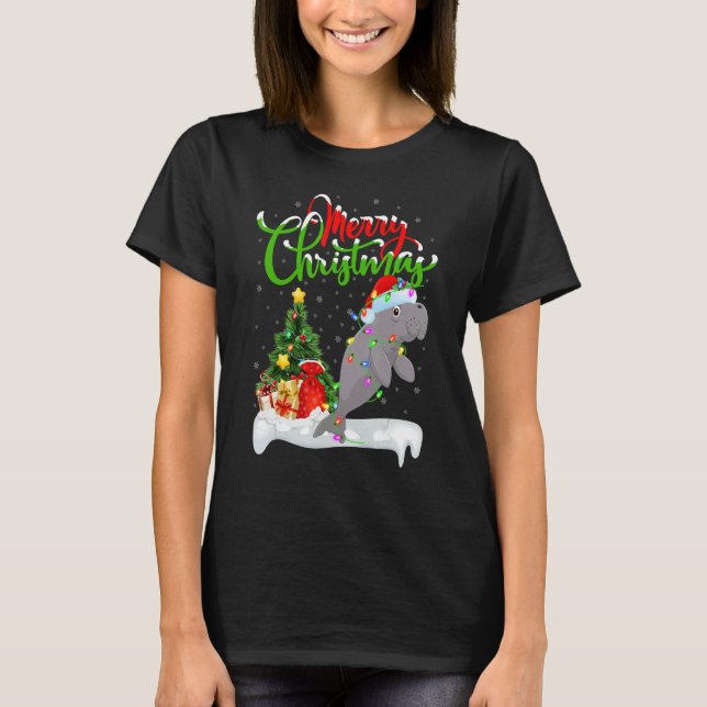 Camiseta Manatee   Xmas Decorations Santa Manatee Christmas (Frente)