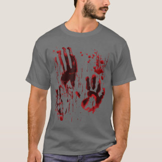 Camiseta Mancha de Sangue Mão Ensanguentada Zom
