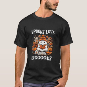 Camiseta Manchas adoram livros lindos Ghost Lendo Hallow