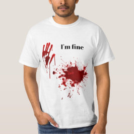 Camiseta Manchas de Sangue Estou Bem Engraçado