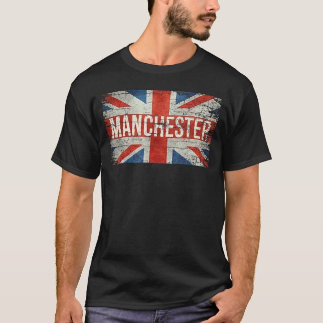 Camiseta Manchester England Reino Unido Brisbritânico Flag  (Frente)