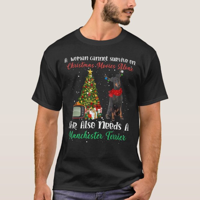 Camiseta Manchester Terrier Reindeer Árvore de Natal Orname (Frente)