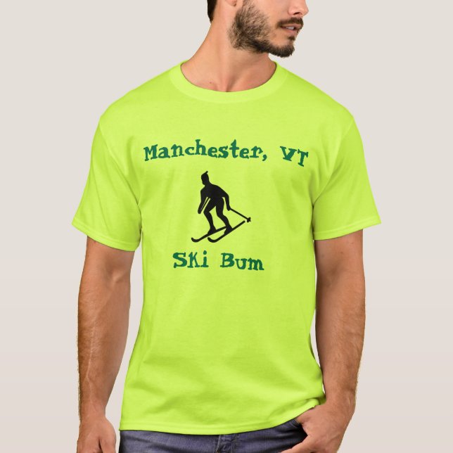 Camiseta Manchester, VT, Ski Bum (Frente)