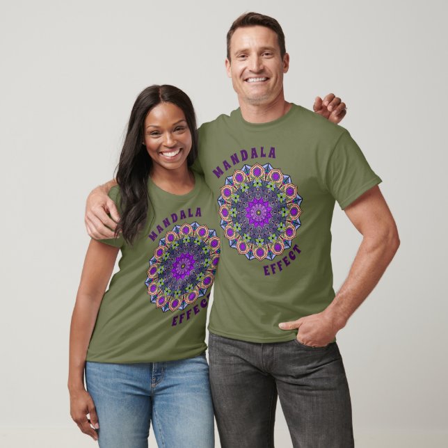 Camiseta Mandala 12 VioletPeach Verde Rosa - Camisa-T (Unissex)