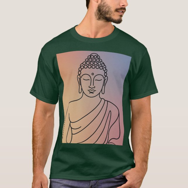 Camiseta Mandala Buddha T-Shirt: Serene Line Art Zen Spirit (Frente)