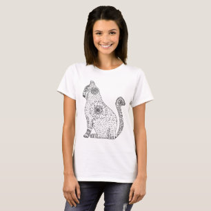 Camiseta Mandala Cat Basic T Shirt, Branco