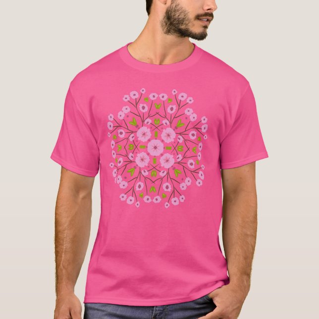 Camiseta Mandala Cherry Blossom à Mão Desenhada (Frente)