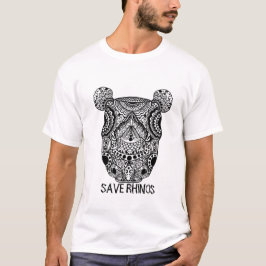 Camiseta Mandala clássico salve nossos rinocerontes
