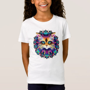 Camiseta Mandala com um retrato de gato peludo