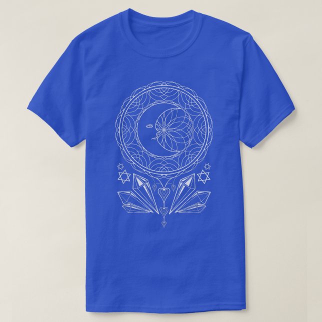 Camiseta Mandala Crescent Moon Witchcraft Crystals Pagan Oc (Frente do Design)