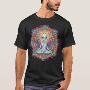 Camiseta Mandala da Meditação Yoga Zen Alienígena Pose de L