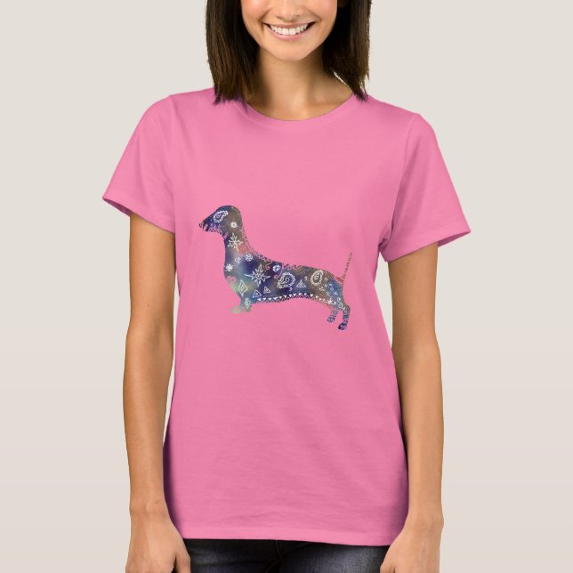 Camiseta Mandala Dachshund Raglan T-Shirt (Frente)