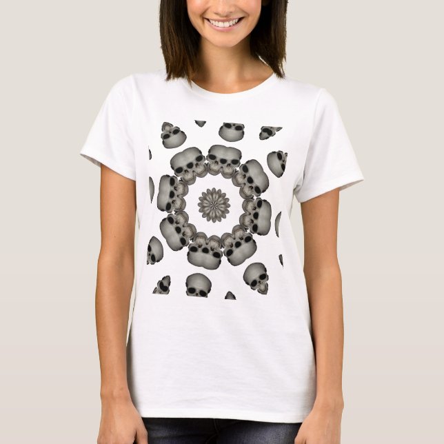 Camiseta Mandala de Crânio Humano Sinistro (Frente)