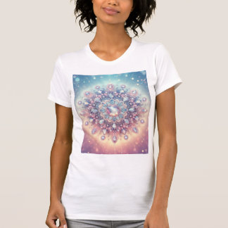 Camiseta Mandala de Cristal Encantado — Flor de Gema Pastel