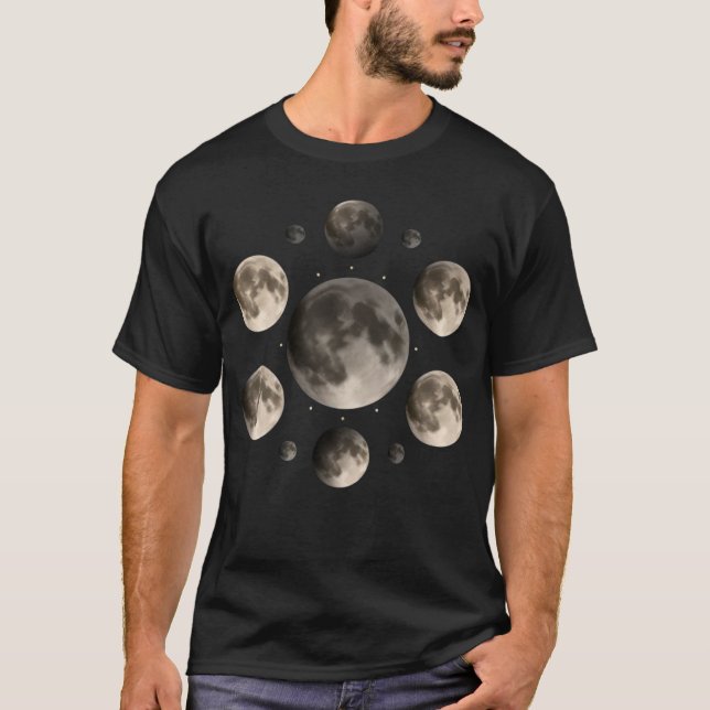 Camiseta Mandala de Fases da Lua Celestial Arte de Astronom (Frente)