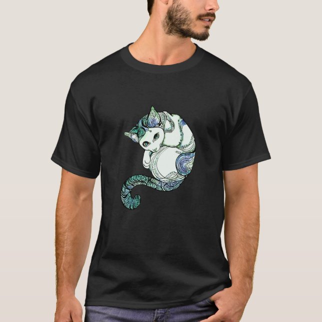 Camiseta Mandala de Gato Espiritual Turquesa Meow (Frente)