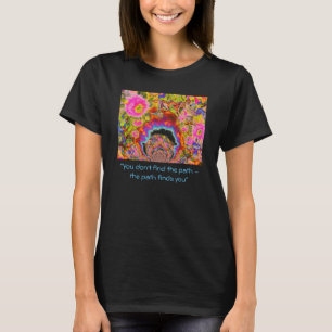 Camiseta Mandala de girassol rosa abstrato