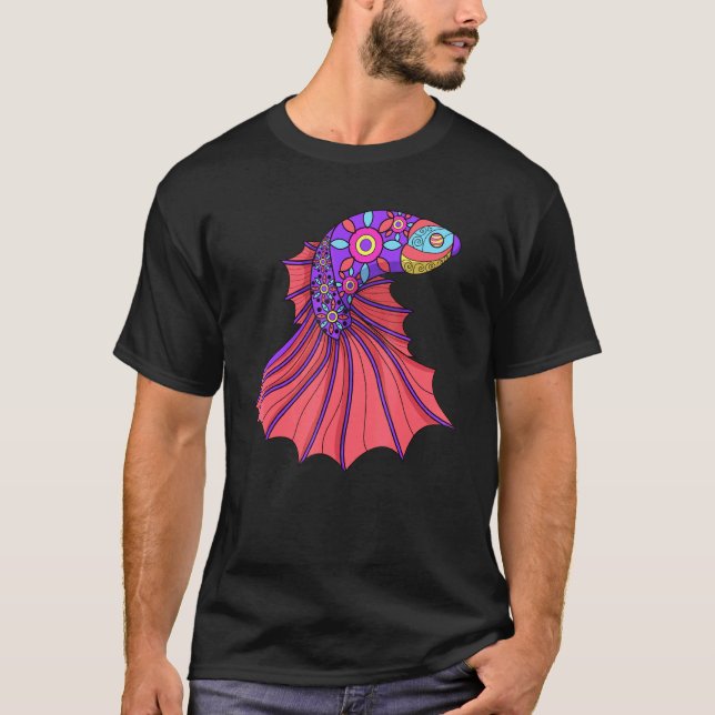 Camiseta Mandala de Peixe Betta Fãs do Peixe de Combate Sia (Frente)