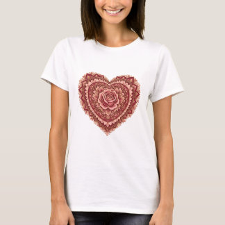 Camiseta Mandala de Rosa Coração de Amor