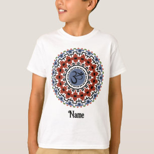 Camiseta Mandala de Yoga Espiritual Om Ferrugem Azul Person
