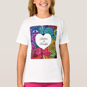 Camiseta Mandala do arco-íris da aguarela com coração
