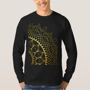 Camiseta Mandala Dourada e preta