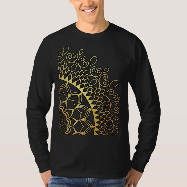 Camiseta Mandala Dourada e preta (Frente)