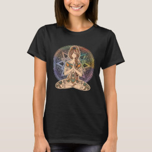 Camiseta Mandala Flor da Vida com Tatuagem de Ioga Menina H
