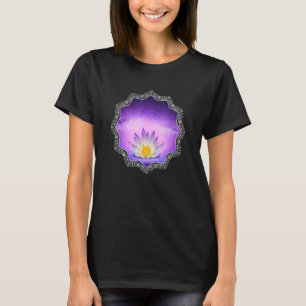 Camiseta Mandala Flor de Lótus Roxa Geometria Gaia Yoga Hom
