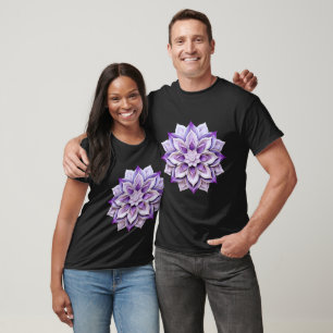 Camiseta Mandala Floral Roxo Elegante - Bloom Itriciado