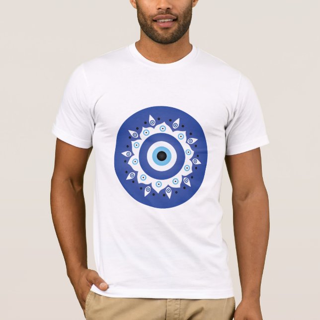 Camiseta Mandala Grego Mau Azul Branco (Frente)
