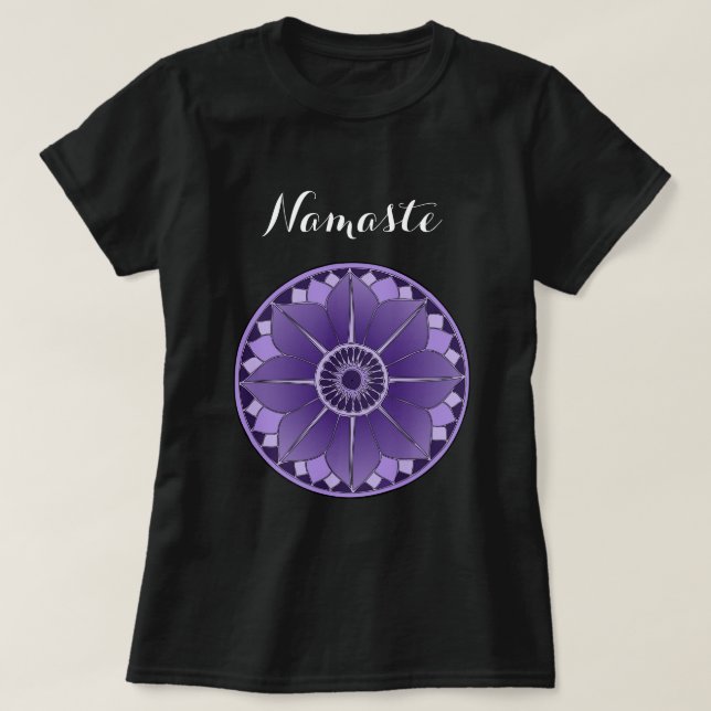 Camiseta Mandala Namaste Roxo Moderno (Frente do Design)