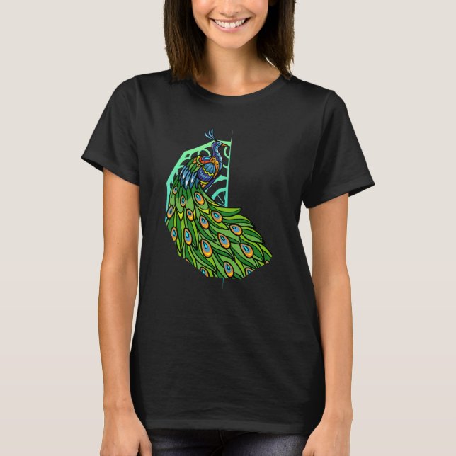 Camiseta Mandala Peacock Cute Birds Graphic (Frente)
