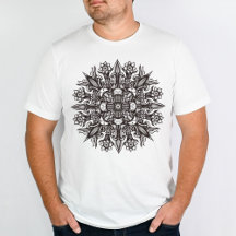 Mandala psicodélica legal, preto e branco, trippy