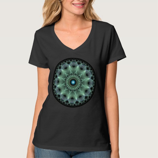 Camiseta Mandala radiante de estrela fractal (Frente)